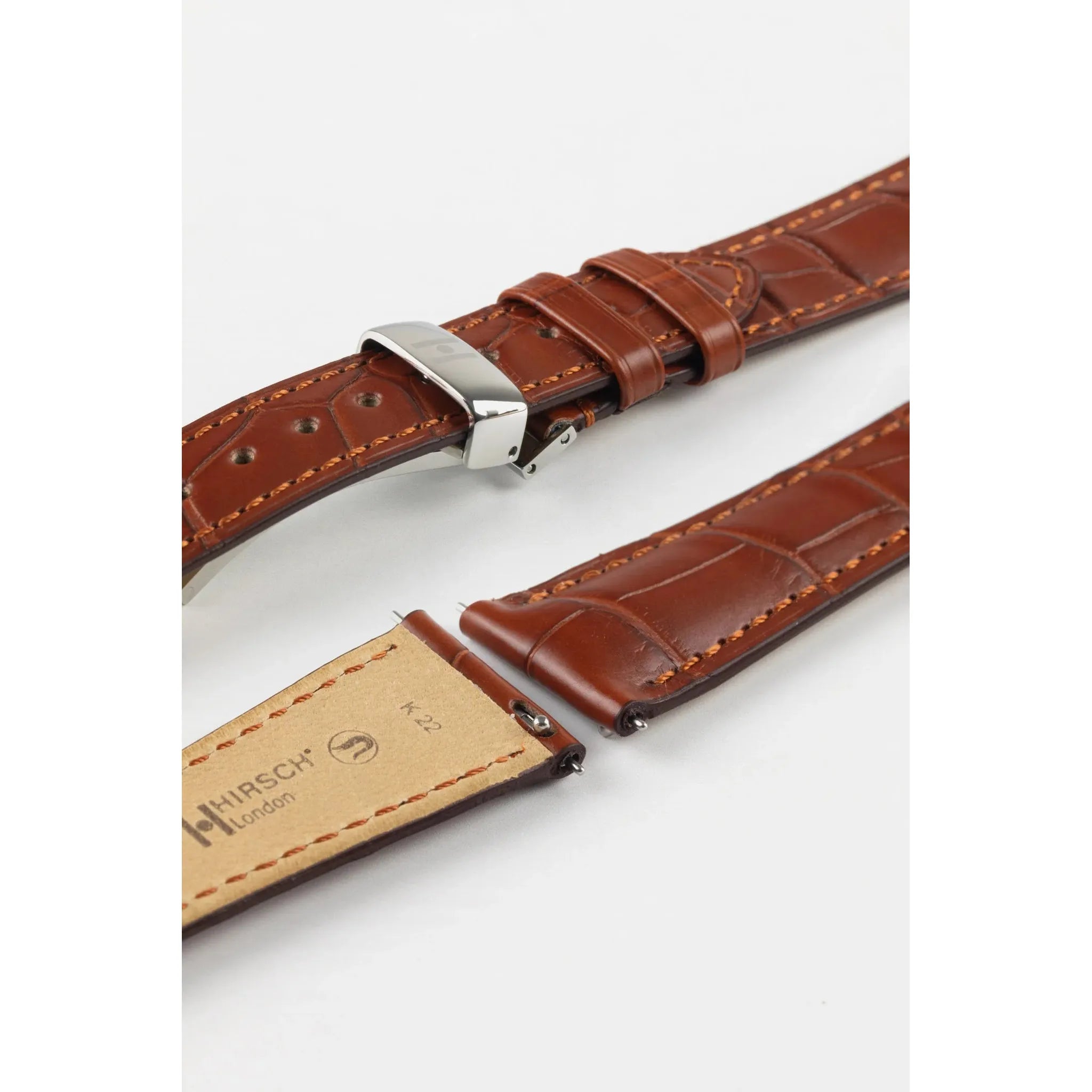 Gold Brown HIRSCH LONDON Genuine Louisiana Matte Alligator Watch Bracelet 043 07