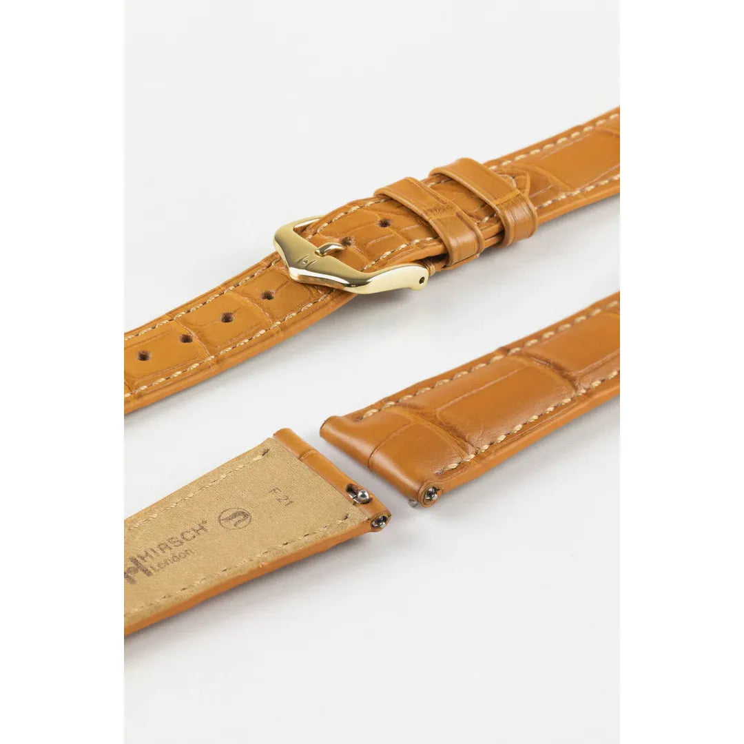 Honey HIRSCH LONDON Genuine Louisiana Matte Alligator Watch Bracelet 042 07