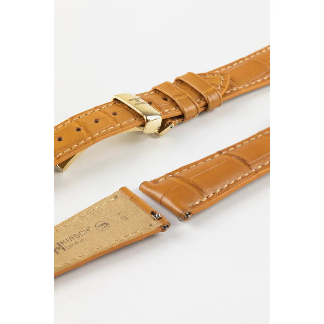 Honey HIRSCH LONDON Genuine Louisiana Matte Alligator Watch Bracelet 042 07