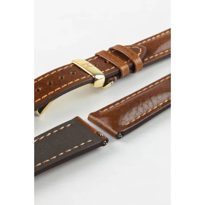 Gold Brown HIRSCH LUCCA Artisan Leather Watchband 049 02