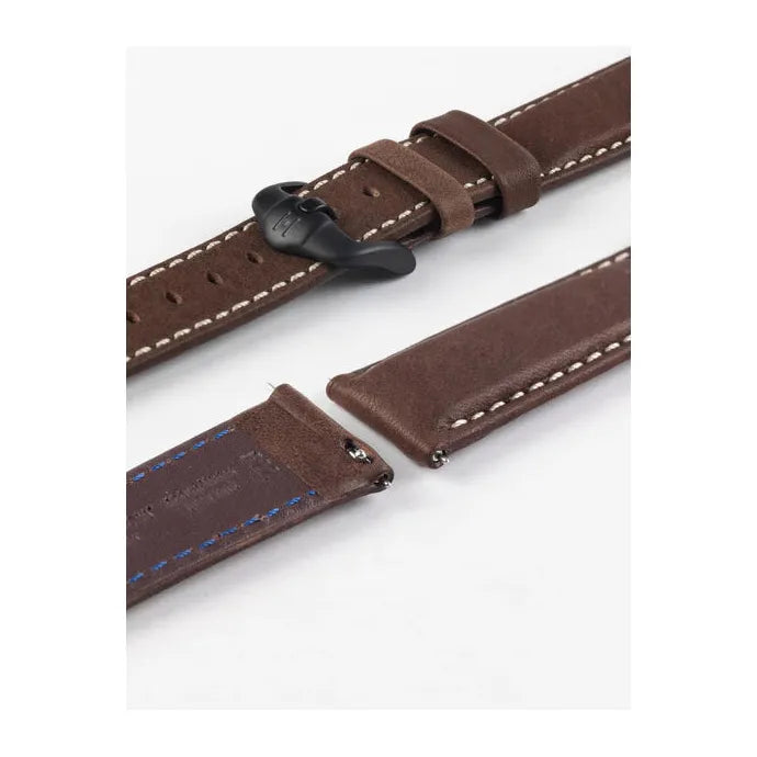 Brown HIRSCH MARINER Water Resistant Saddle Leather Watchband 1450 21