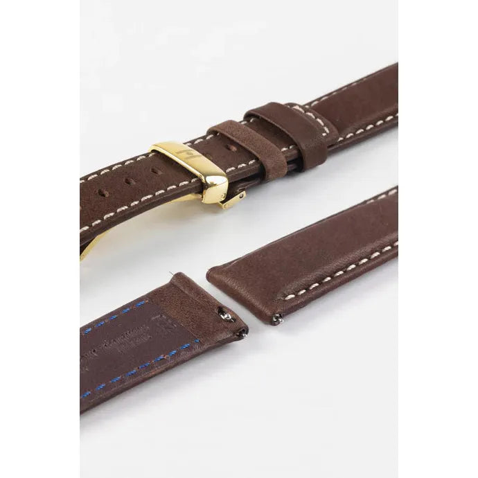 Brown HIRSCH MARINER Water Resistant Saddle Leather Watchband 1450 21