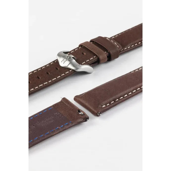 Brown HIRSCH MARINER Water Resistant Saddle Leather Watchband 1450 21