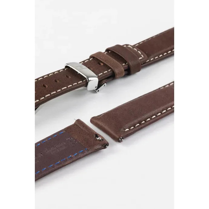 Brown HIRSCH MARINER Water Resistant Saddle Leather Watchband 1450 21