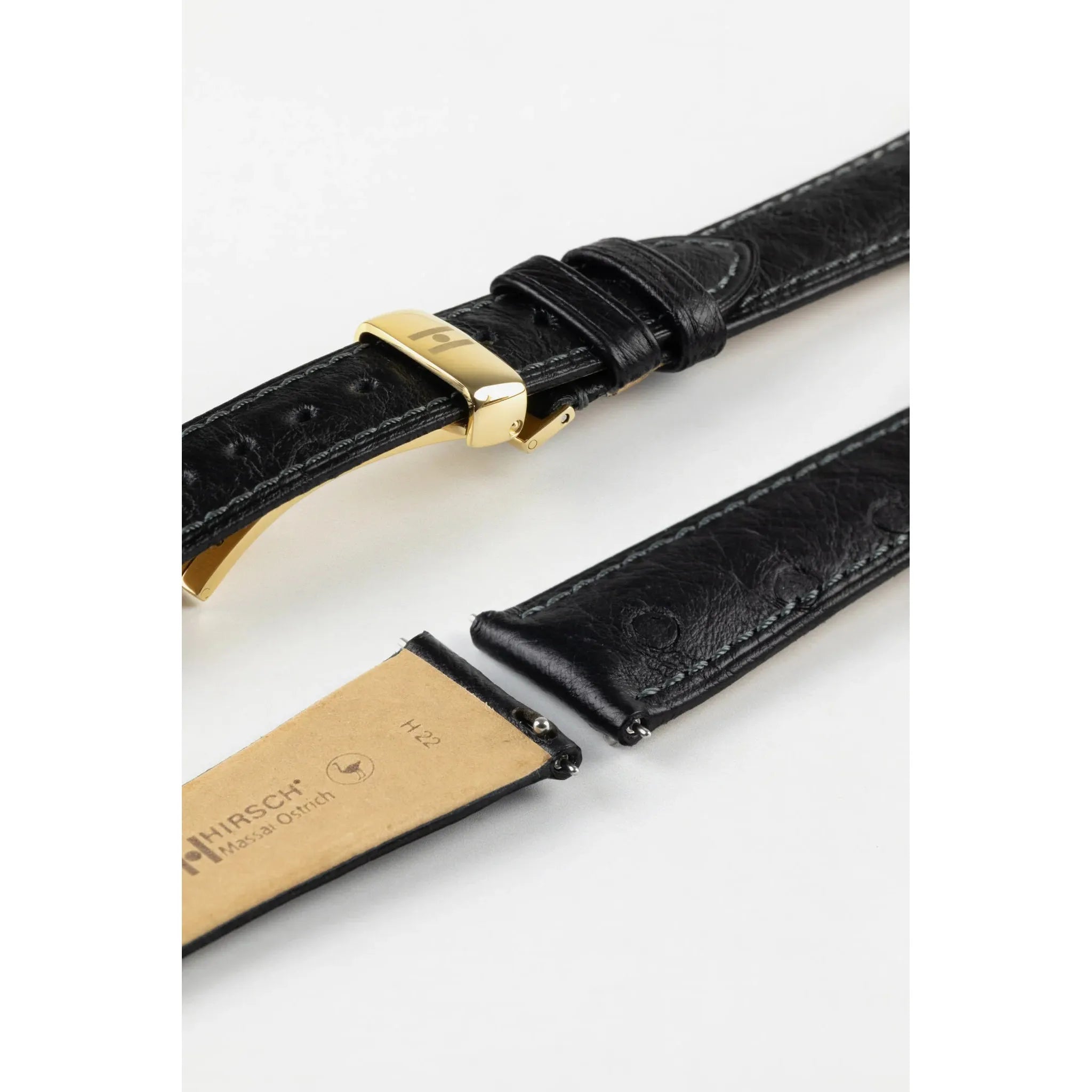 Black HIRSCH MASSAI OSTRICH Ostrich Watch Bracelet 043 62