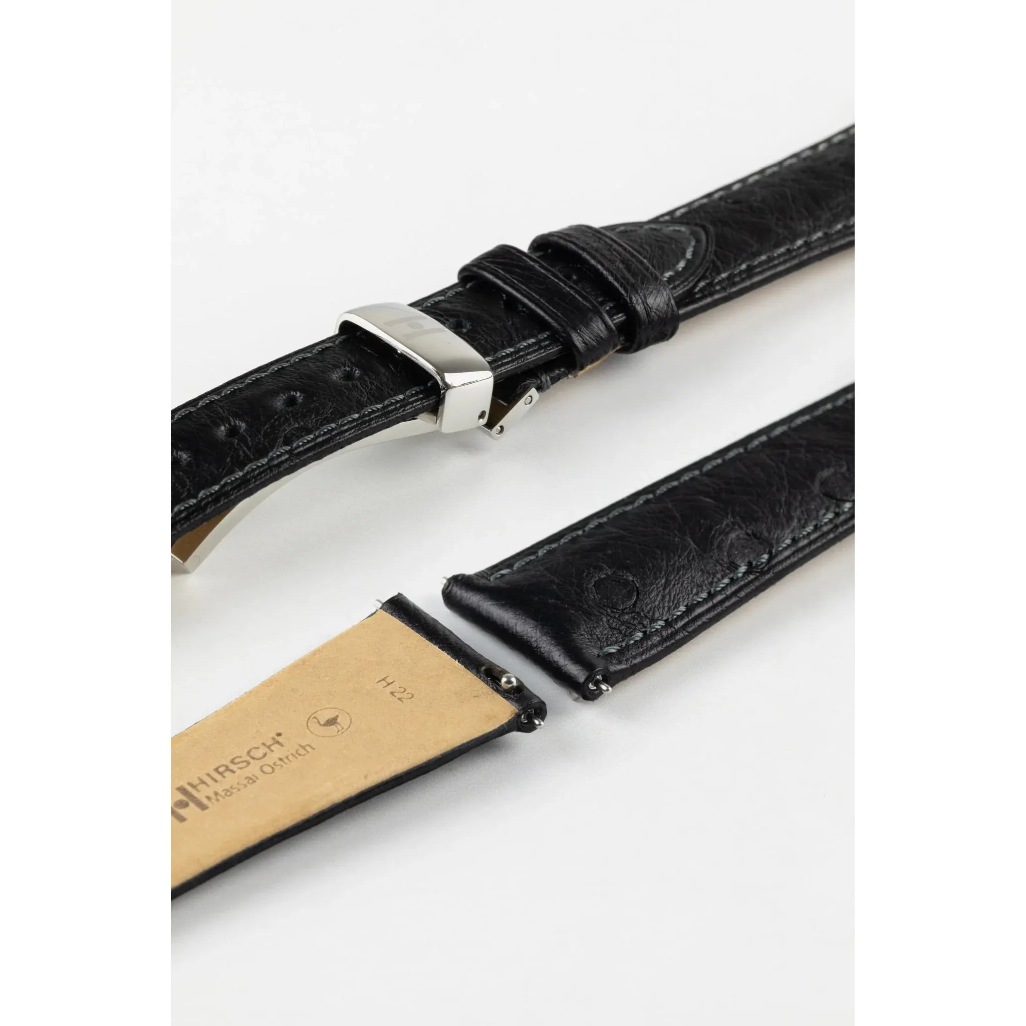 Black HIRSCH MASSAI OSTRICH Ostrich Watch Bracelet 043 62