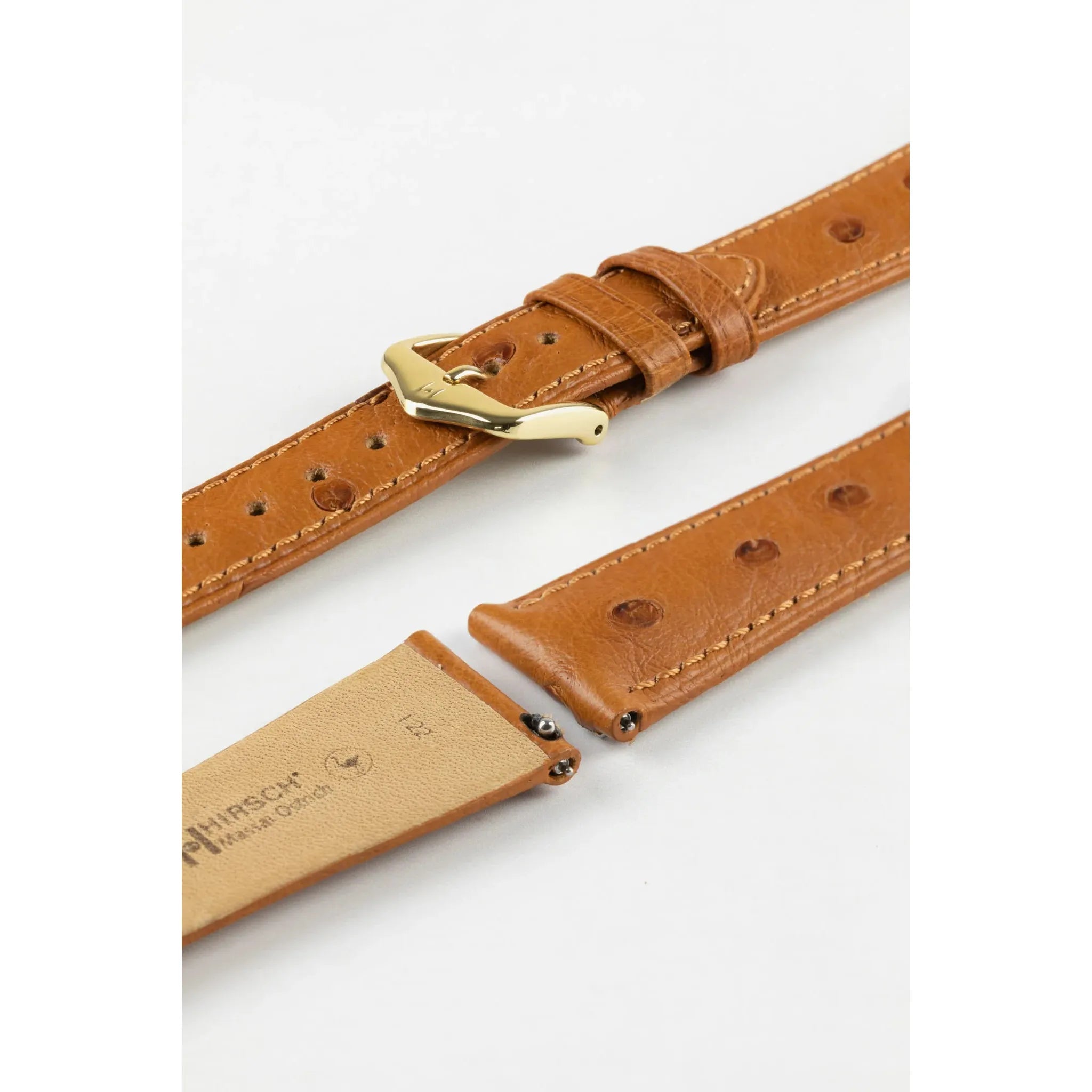 Gold Brown HIRSCH MASSAI OSTRICH Ostrich Watch Bracelet 043 62