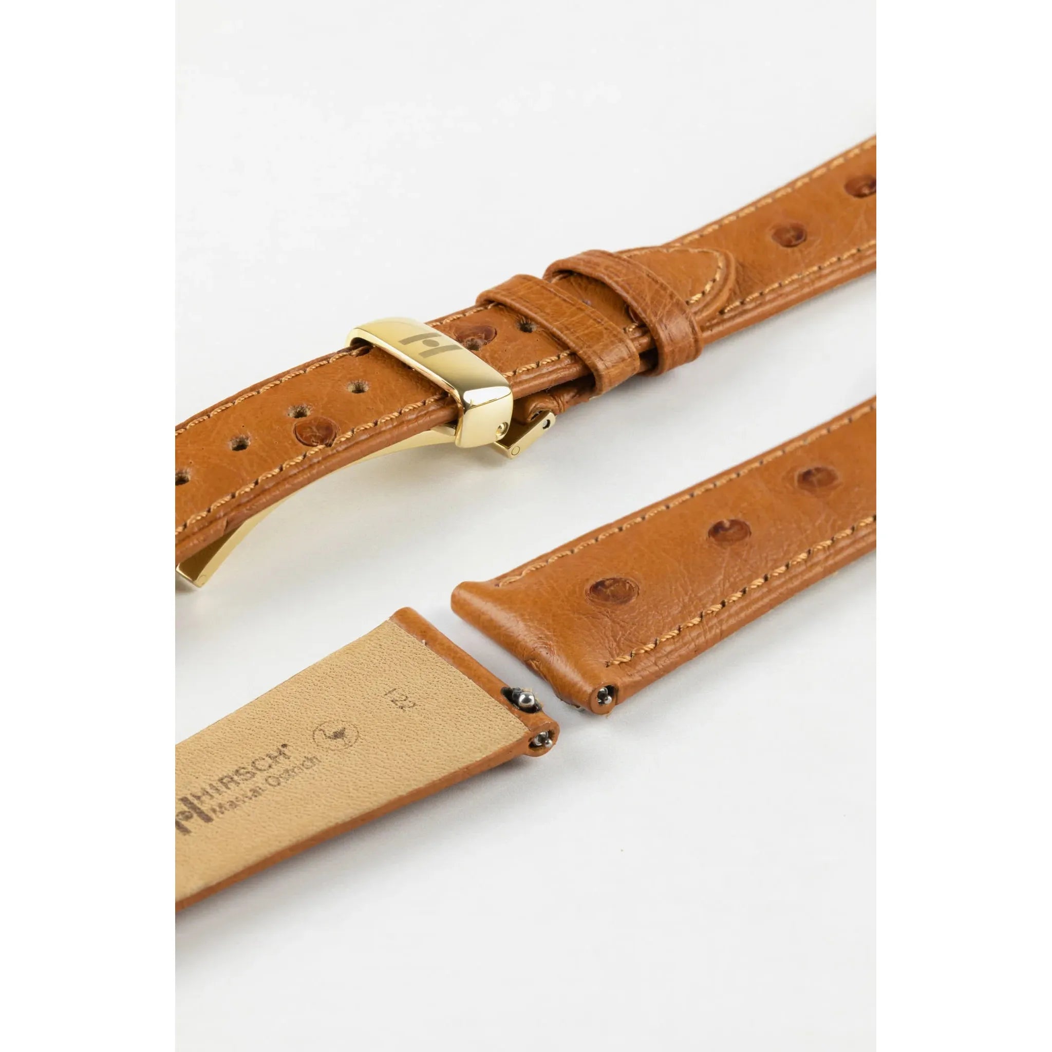 Gold Brown HIRSCH MASSAI OSTRICH Ostrich Watch Bracelet 043 62