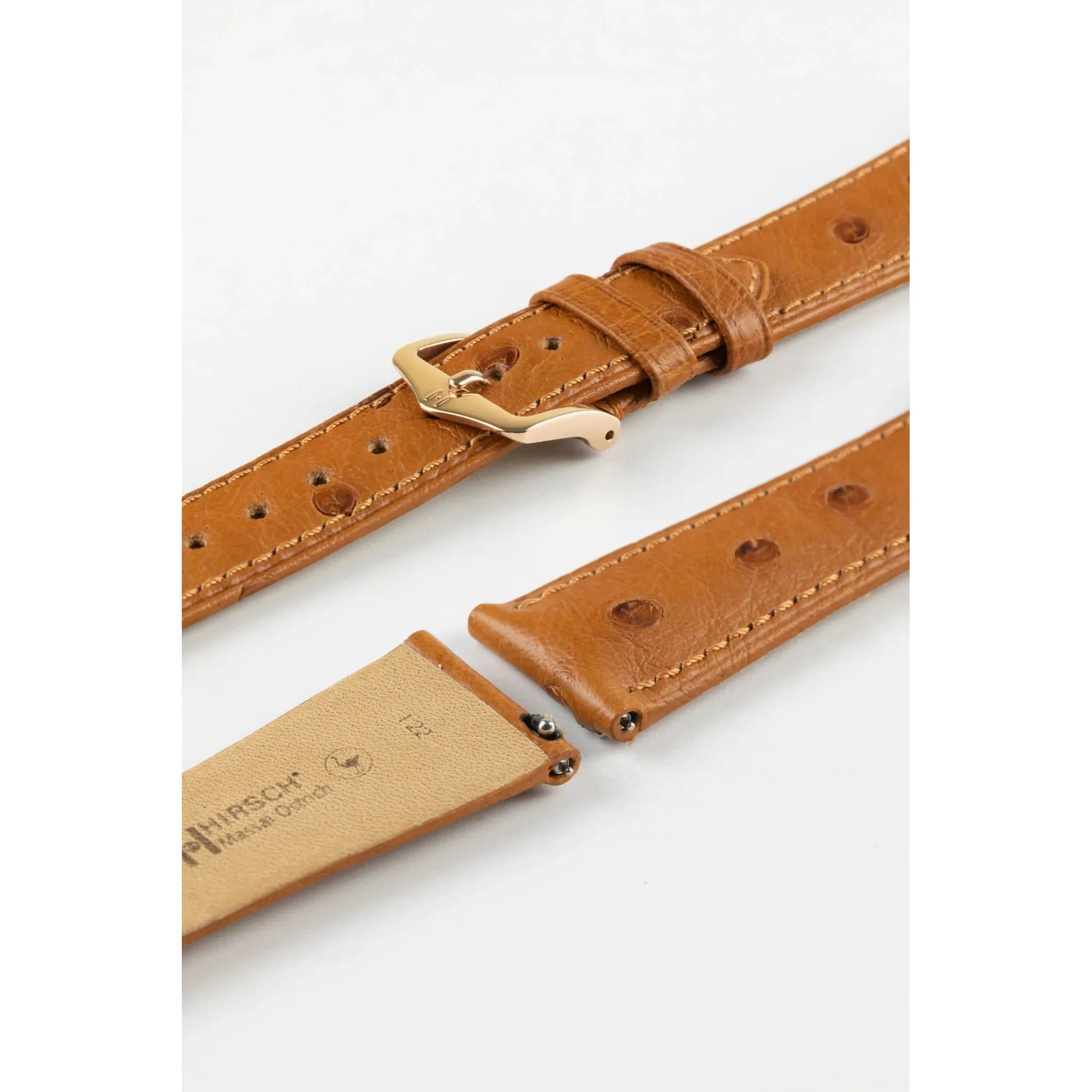 Gold Brown HIRSCH MASSAI OSTRICH Ostrich Watch Bracelet 043 62