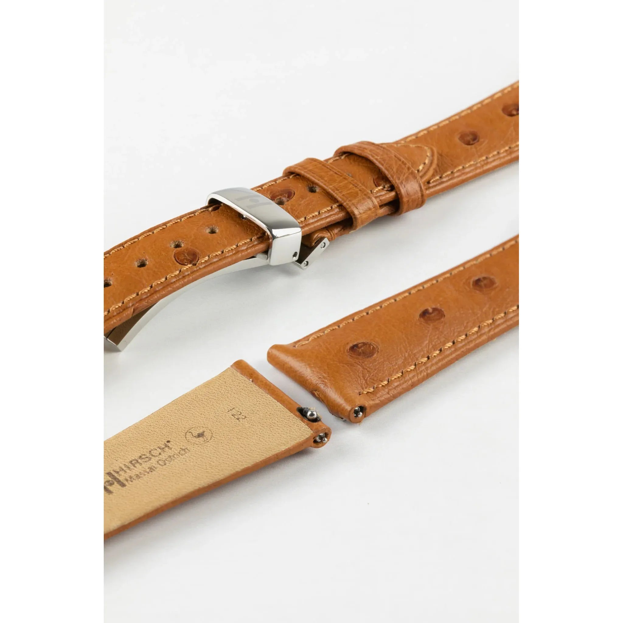 Gold Brown HIRSCH MASSAI OSTRICH Ostrich Watch Bracelet 043 62