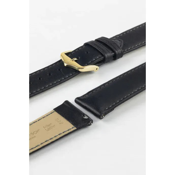 Black HIRSCH MERINO French Nappa Sheepskin Watch Strap 012 06