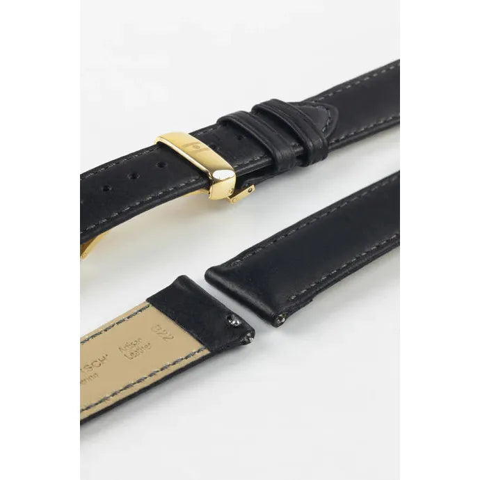 Black HIRSCH MERINO French Nappa Sheepskin Watch Strap 012 06