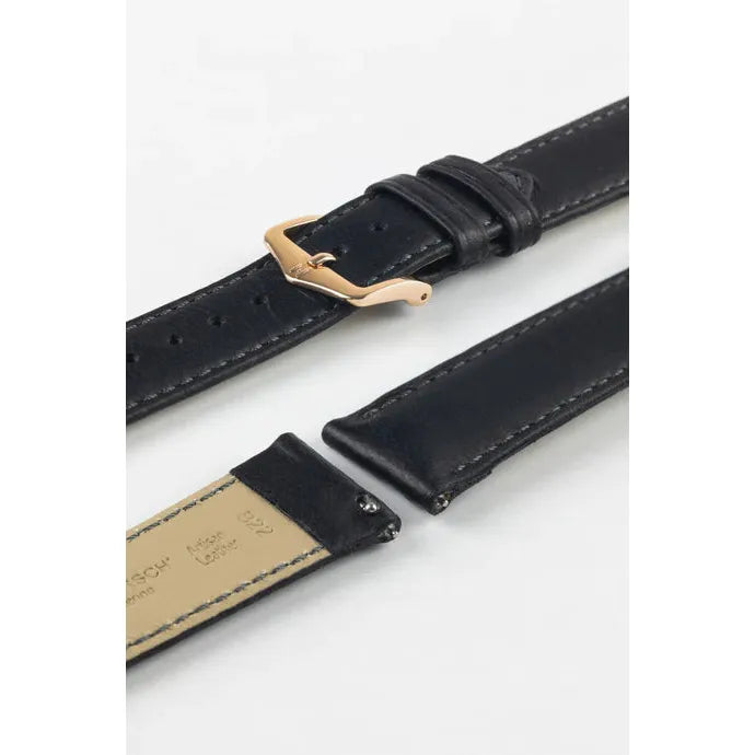 Black HIRSCH MERINO French Nappa Sheepskin Watch Strap 012 06