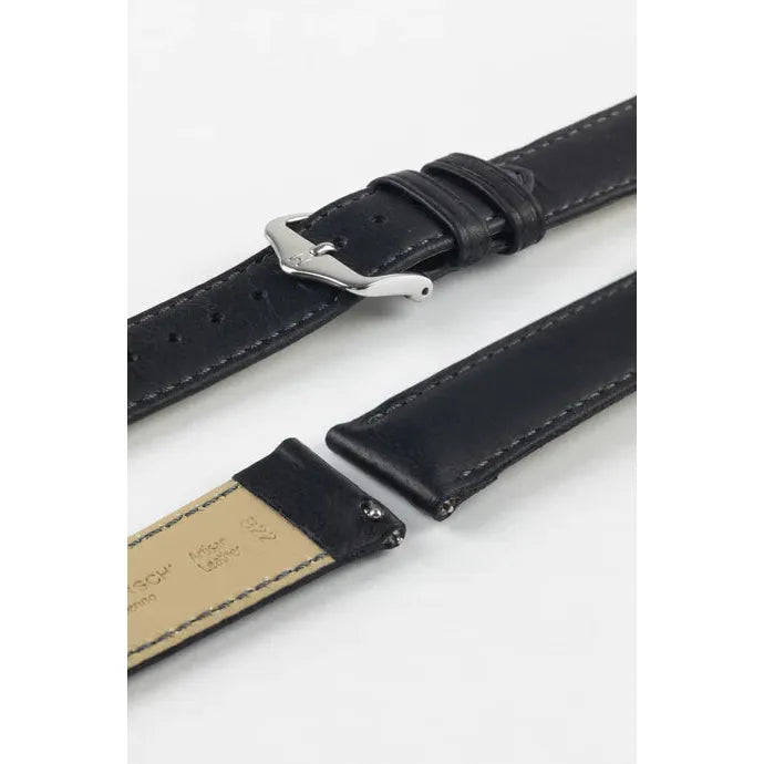 Black HIRSCH MERINO French Nappa Sheepskin Watch Strap 012 06