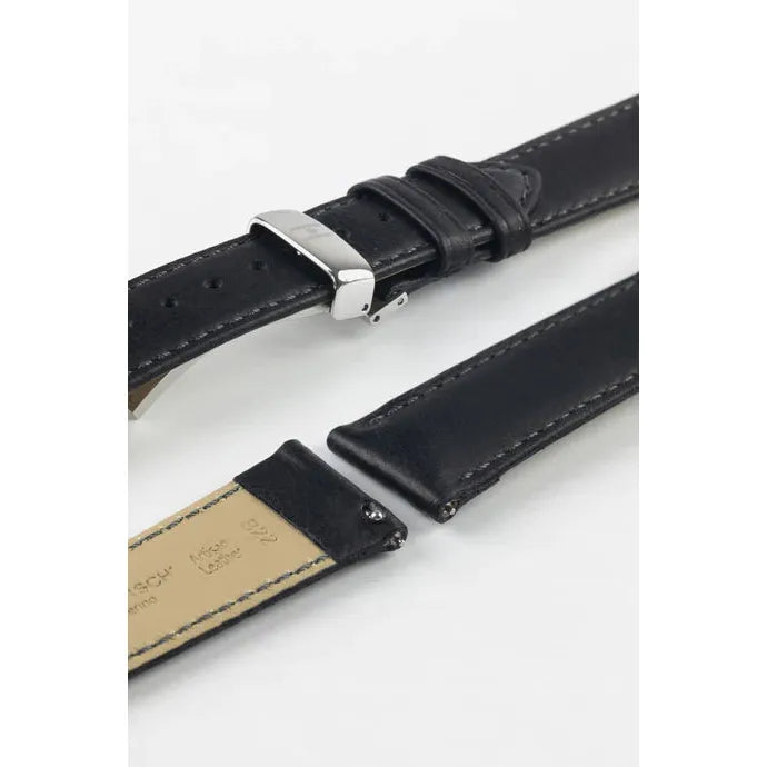 Black HIRSCH MERINO French Nappa Sheepskin Watch Strap 012 06