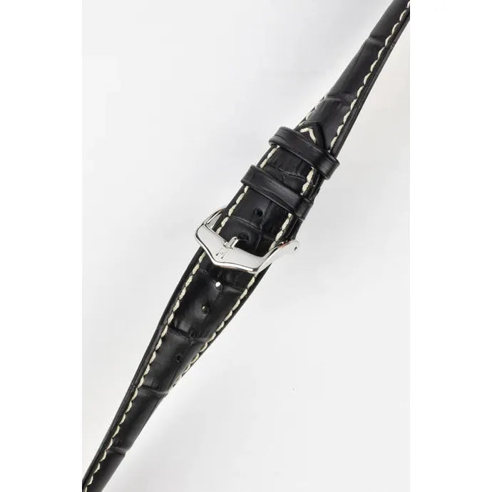 Black HIRSCH MODENA Alligator Embossed Calfskin Watch Band 1030 28