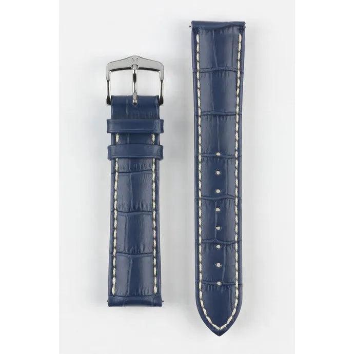 Blue HIRSCH MODENA Alligator Embossed Calfskin Watch Band 1030 28