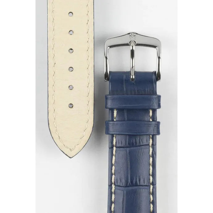 Blue HIRSCH MODENA Alligator Embossed Calfskin Watch Band 1030 28