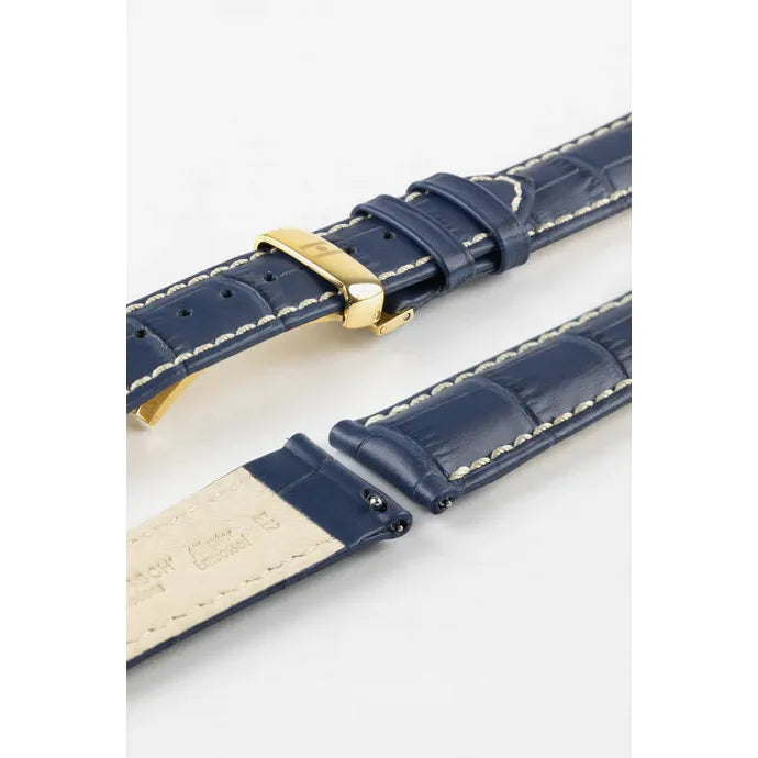 Blue HIRSCH MODENA Alligator Embossed Calfskin Watch Band 1030 28