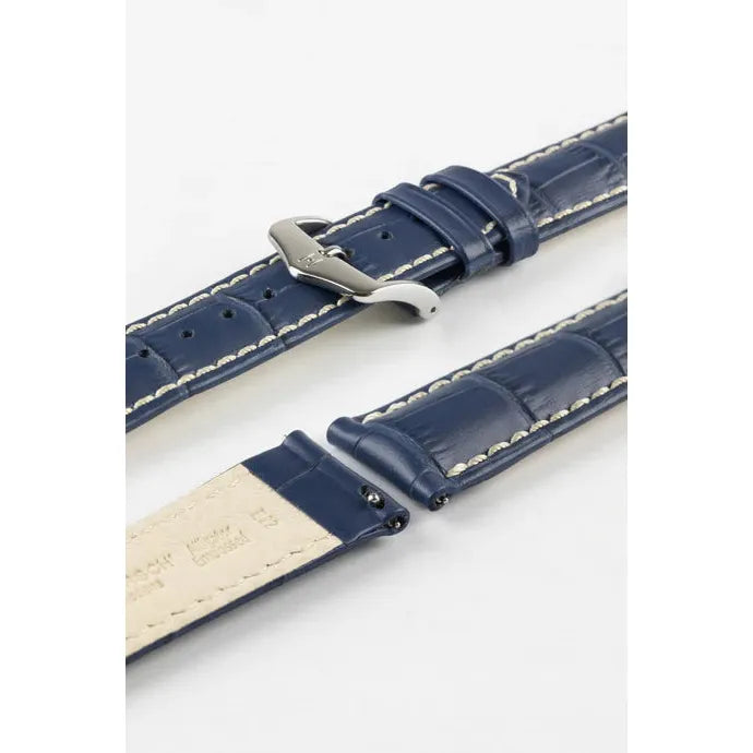 Blue HIRSCH MODENA Alligator Embossed Calfskin Watch Band 1030 28