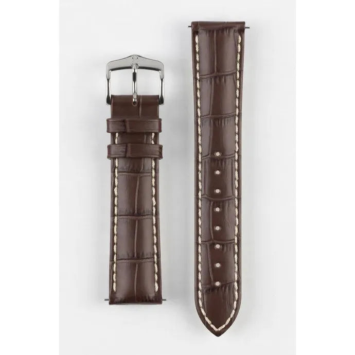 Brown HIRSCH MODENA Alligator Embossed Calfskin Watch Band 1030 28