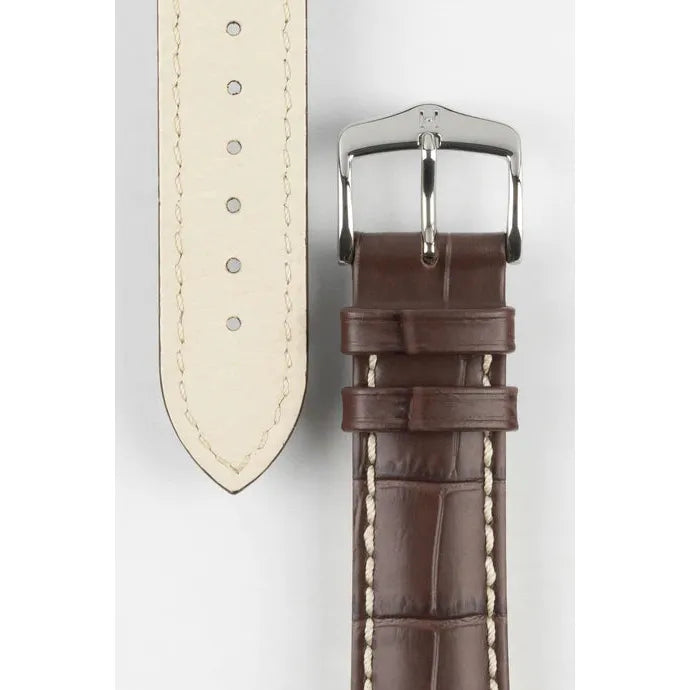 Brown HIRSCH MODENA Alligator Embossed Calfskin Watch Band 1030 28