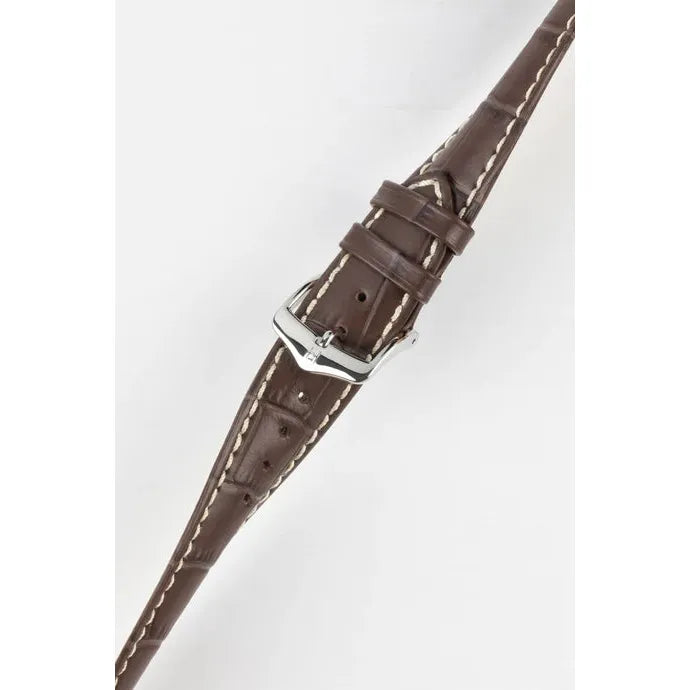 Brown HIRSCH MODENA Alligator Embossed Calfskin Watch Band 1030 28