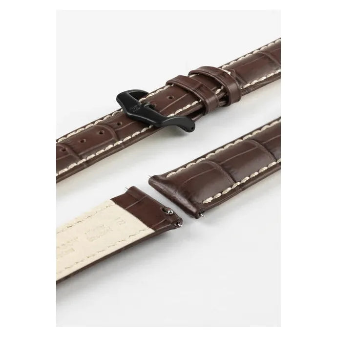 Brown HIRSCH MODENA Alligator Embossed Calfskin Watch Band 1030 28