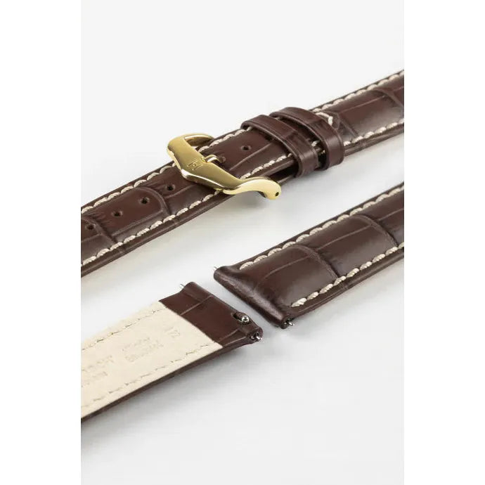 Brown HIRSCH MODENA Alligator Embossed Calfskin Watch Band 1030 28