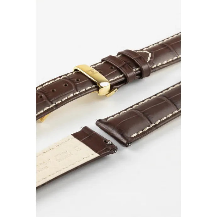 Brown HIRSCH MODENA Alligator Embossed Calfskin Watch Band 1030 28