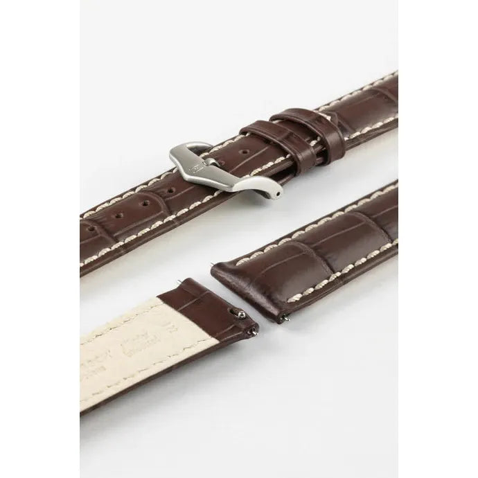 Brown HIRSCH MODENA Alligator Embossed Calfskin Watch Band 1030 28