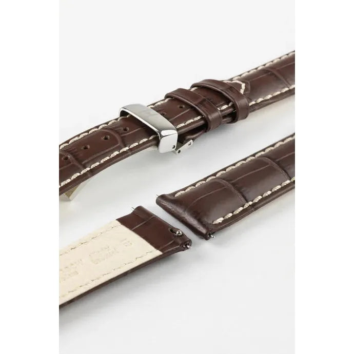 Brown HIRSCH MODENA Alligator Embossed Calfskin Watch Band 1030 28