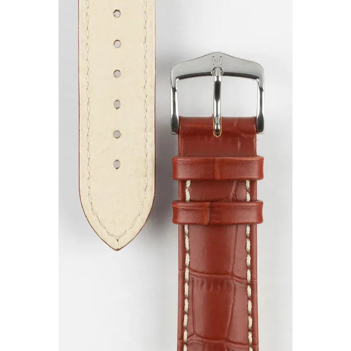 Gold Brown HIRSCH MODENA Alligator Embossed Calfskin Watch Band 1030 28