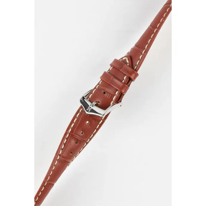 Gold Brown HIRSCH MODENA Alligator Embossed Calfskin Watch Band 1030 28