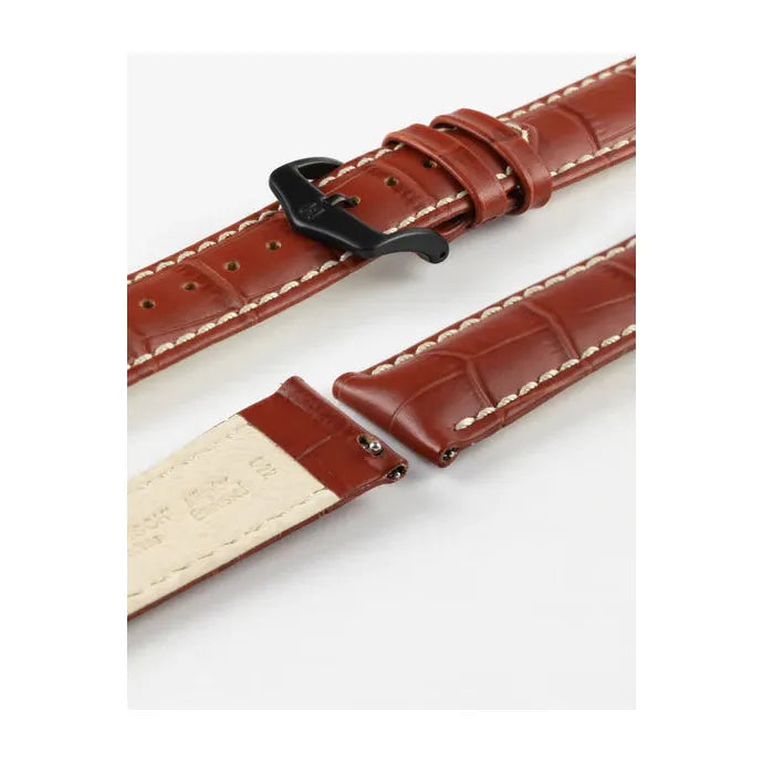 Gold Brown HIRSCH MODENA Alligator Embossed Calfskin Watch Band 1030 28