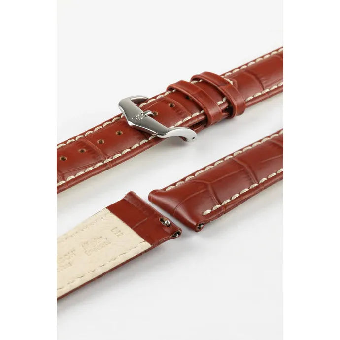 Gold Brown HIRSCH MODENA Alligator Embossed Calfskin Watch Band 1030 28