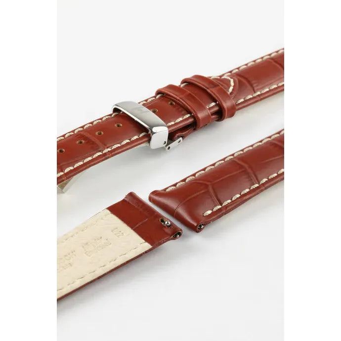 Gold Brown HIRSCH MODENA Alligator Embossed Calfskin Watch Band 1030 28