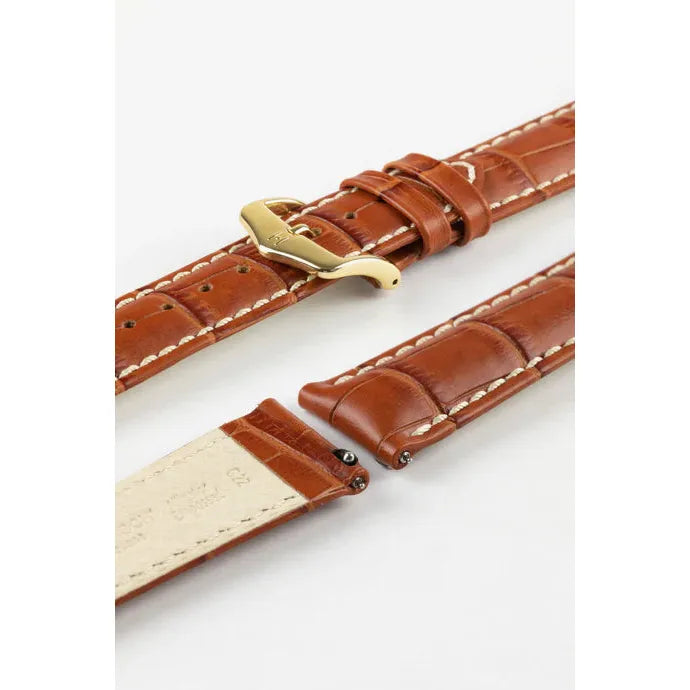 Honey HIRSCH MODENA Alligator Embossed Calfskin Watch Band 1030 28