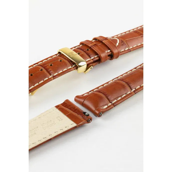 Honey HIRSCH MODENA Alligator Embossed Calfskin Watch Band 1030 28