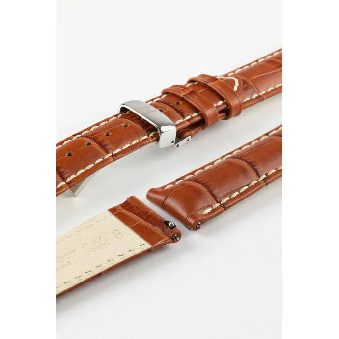 Honey HIRSCH MODENA Alligator Embossed Calfskin Watch Band 1030 28