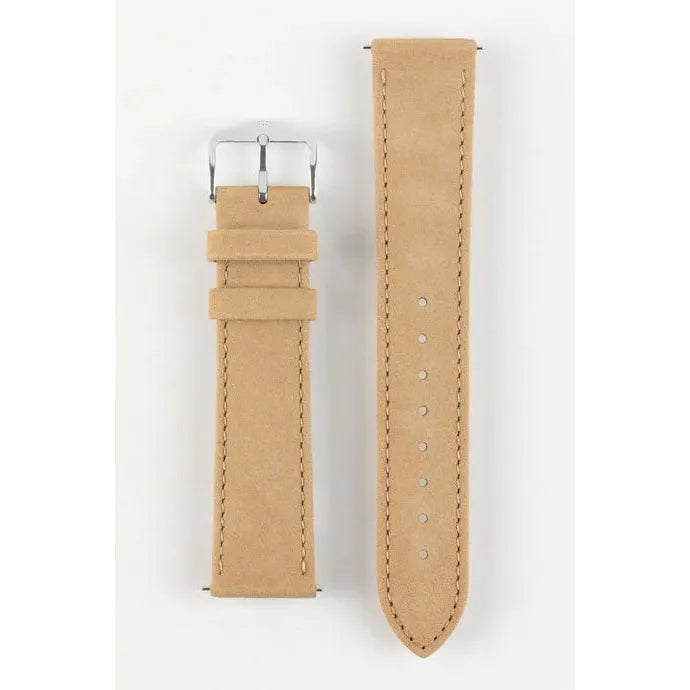 Beige HIRSCH OSIRIS Calfskin Watch Bracelet with Nubuck Texture 034 33