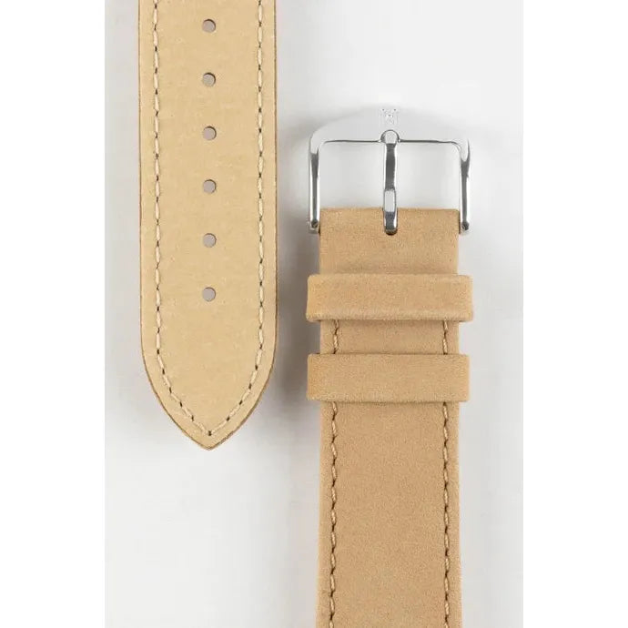 Beige HIRSCH OSIRIS Calfskin Watch Bracelet with Nubuck Texture 034 33