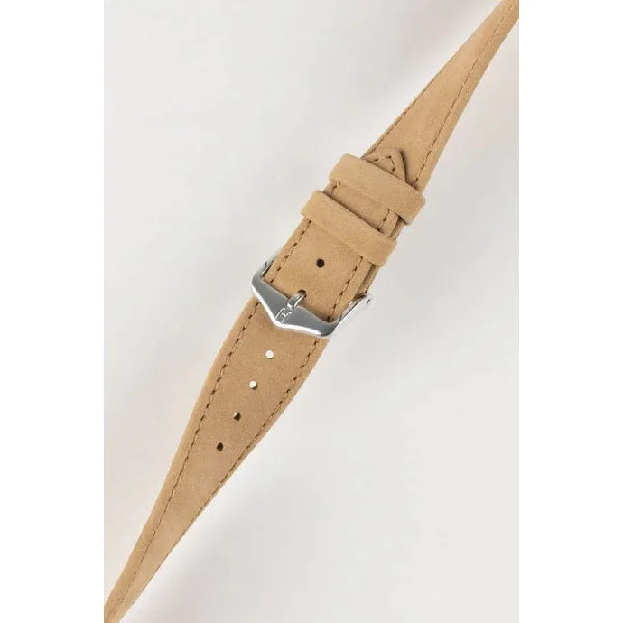 Beige HIRSCH OSIRIS Calfskin Watch Bracelet with Nubuck Texture 034 33