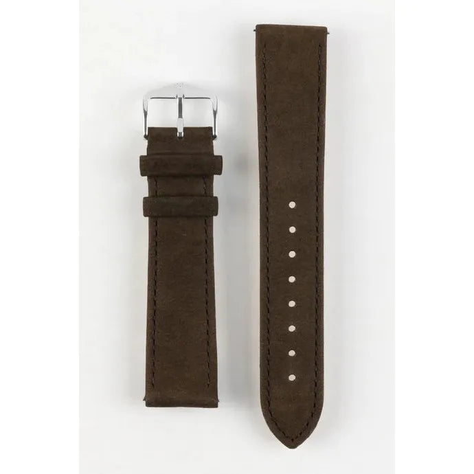 Brown HIRSCH OSIRIS Calfskin Watch Bracelet with Nubuck Texture 034 33