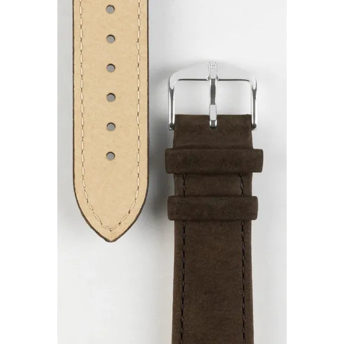 Brown HIRSCH OSIRIS Calfskin Watch Bracelet with Nubuck Texture 034 33