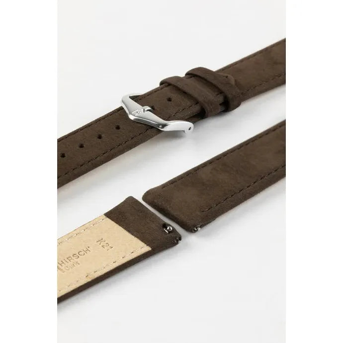 Brown HIRSCH OSIRIS Calfskin Watch Bracelet with Nubuck Texture 034 33