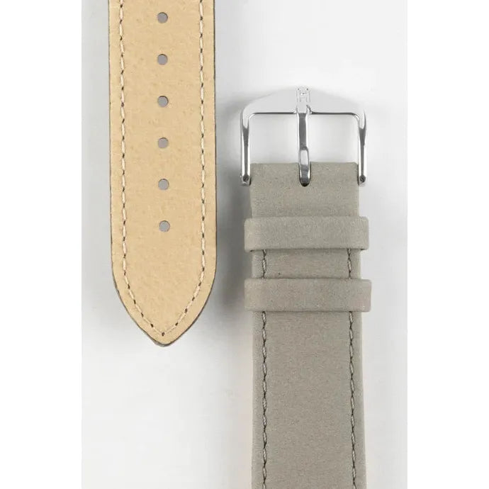 Grey HIRSCH OSIRIS Calfskin Watch Bracelet with Nubuck Texture 034 33