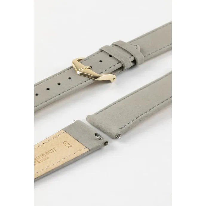 Grey HIRSCH OSIRIS Calfskin Watch Bracelet with Nubuck Texture 034 33