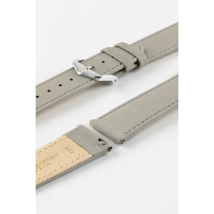 Grey HIRSCH OSIRIS Calfskin Watch Bracelet with Nubuck Texture 034 33