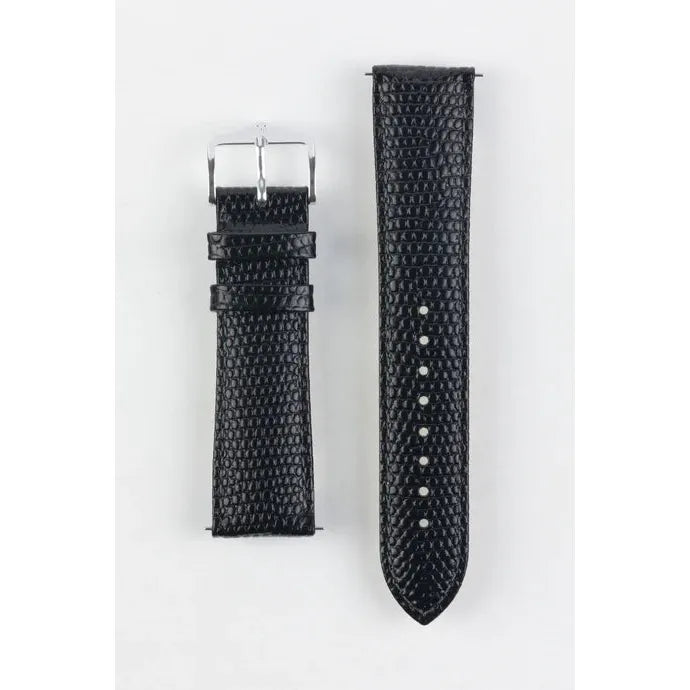 Black HIRSCH RAINBOW Lizard Embossed Watch Strap